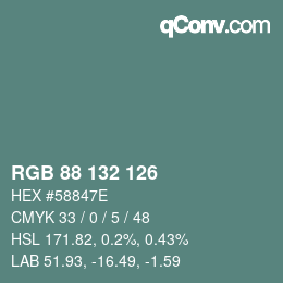 カラーコード: RGB 88 132 126 | qconv.com
