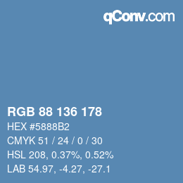 Color code: RGB 88 136 178 | qconv.com