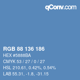 Farbcode: RGB 88 136 186 | qconv.com