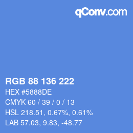 Color code: RGB 88 136 222 | qconv.com