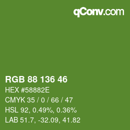 Color code: RGB 88 136 46 | qconv.com