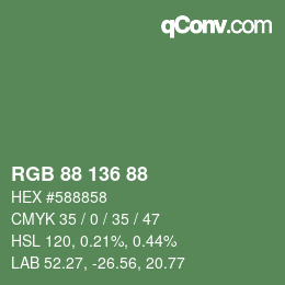 Color code: RGB 88 136 88 | qconv.com
