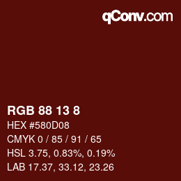 カラーコード: RGB 88 13 8 | qconv.com