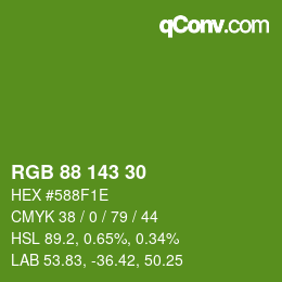 Código de color: RGB 88 143 30 | qconv.com