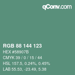 カラーコード: RGB 88 144 123 | qconv.com