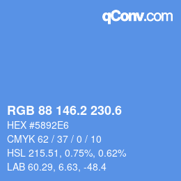 カラーコード: RGB 88 146.2 230.6 | qconv.com