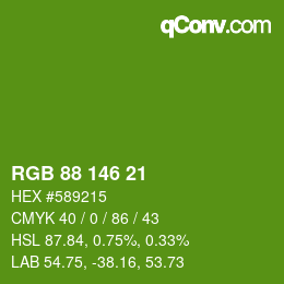 Color code: RGB 88 146 21 | qconv.com