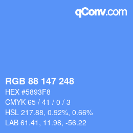 カラーコード: RGB 88 147 248 | qconv.com