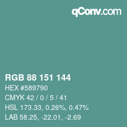 Color code: RGB 88 151 144 | qconv.com