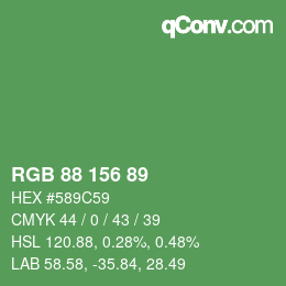 カラーコード: RGB 88 156 89 | qconv.com