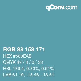 カラーコード: RGB 88 158 171 | qconv.com