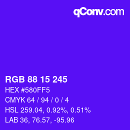 Color code: RGB 88 15 245 | qconv.com
