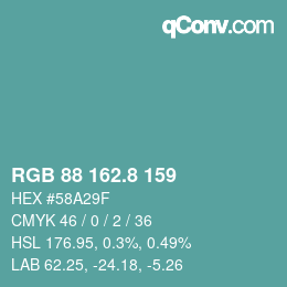 Color code: RGB 88 162.8 159 | qconv.com