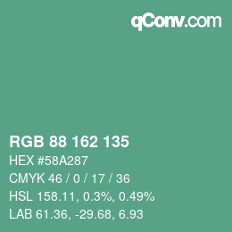 Código de color: RGB 88 162 135 | qconv.com