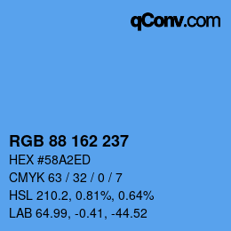 Color code: RGB 88 162 237 | qconv.com