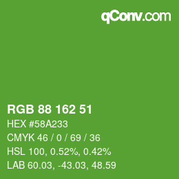 Color code: RGB 88 162 51 | qconv.com