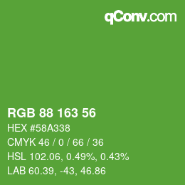 Farbcode: RGB 88 163 56 | qconv.com