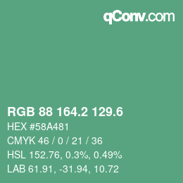 カラーコード: RGB 88 164.2 129.6 | qconv.com