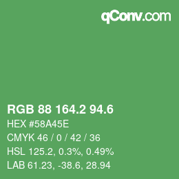 カラーコード: RGB 88 164.2 94.6 | qconv.com