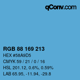 Color code: RGB 88 169 213 | qconv.com