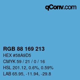 颜色代码: RGB 88 169 213 | qconv.com