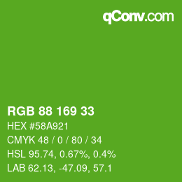 Color code: RGB 88 169 33 | qconv.com