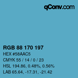 Color code: RGB 88 170 197 | qconv.com