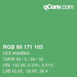 Color code: RGB 88 171 105 | qconv.com