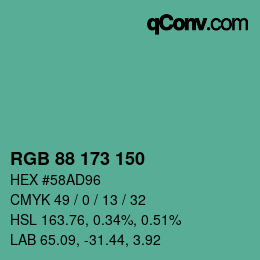 Farbcode: RGB 88 173 150 | qconv.com