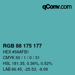 Código de color: RGB 88 175 177 | qconv.com