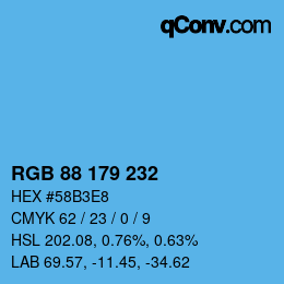 Color code: RGB 88 179 232 | qconv.com