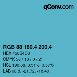 カラーコード: RGB 88 180.4 200.4 | qconv.com
