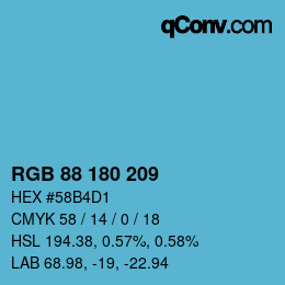 Code couleur: RGB 88 180 209 | qconv.com