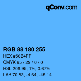 Color code: RGB 88 180 255 | qconv.com