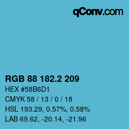 カラーコード: RGB 88 182.2 209 | qconv.com