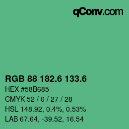 カラーコード: RGB 88 182.6 133.6 | qconv.com