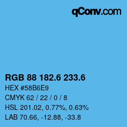 カラーコード: RGB 88 182.6 233.6 | qconv.com