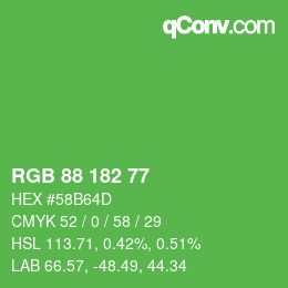 Color code: RGB 88 182 77 | qconv.com