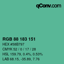Farbcode: RGB 88 183 151 | qconv.com