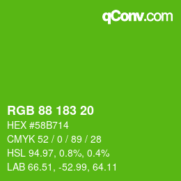 Farbcode: RGB 88 183 20 | qconv.com