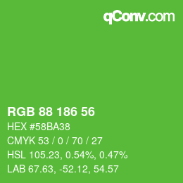 Código de color: RGB 88 186 56 | qconv.com
