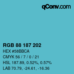 Farbcode: RGB 88 187 202 | qconv.com