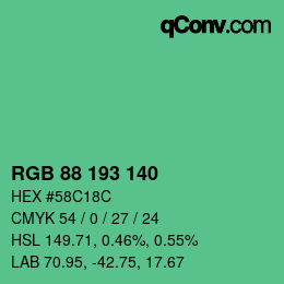 Color code: RGB 88 193 140 | qconv.com