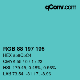 カラーコード: RGB 88 197 196 | qconv.com