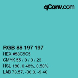 Color code: RGB 88 197 197 | qconv.com