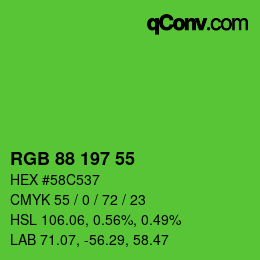 Color code: RGB 88 197 55 | qconv.com