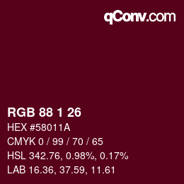 Color code: RGB 88 1 26 | qconv.com