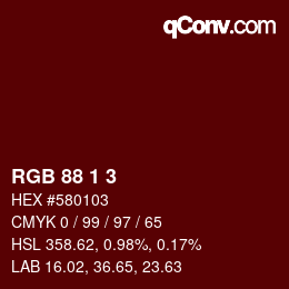颜色代码: RGB 88 1 3 | qconv.com