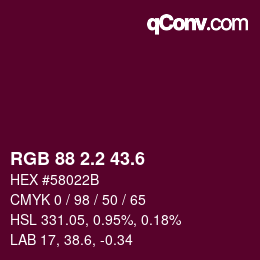 カラーコード: RGB 88 2.2 43.6 | qconv.com