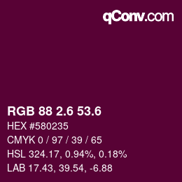 カラーコード: RGB 88 2.6 53.6 | qconv.com